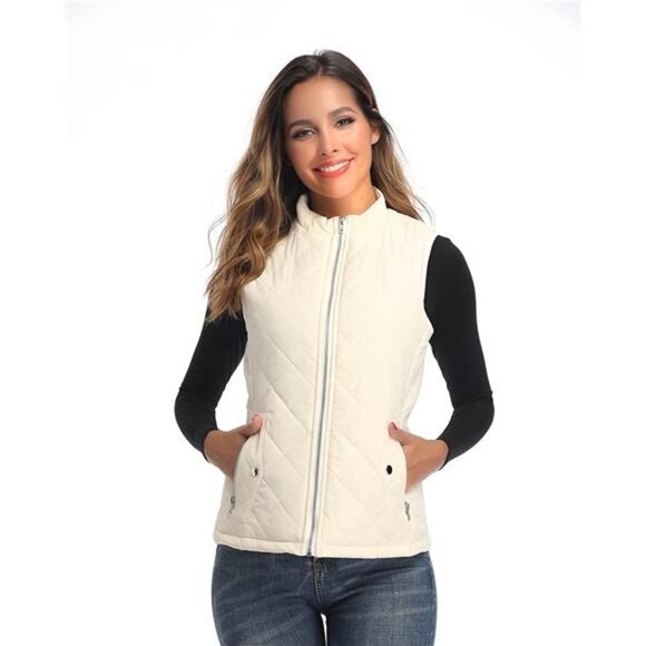 Women's Outwear Vest - Stand Collar Lightweight Zip Quilted Vest for Women - Picture 4 of 6